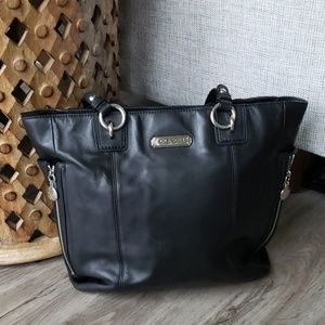 Coach black leather tote